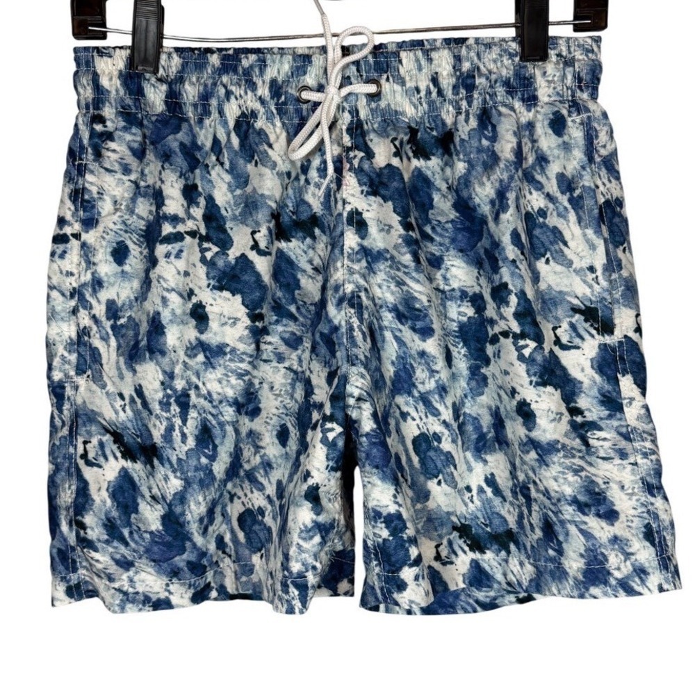 TRUNKS Surf & Swim Co Men's Medium Blue White Tie Dye Swim Trunks Board Shorts
